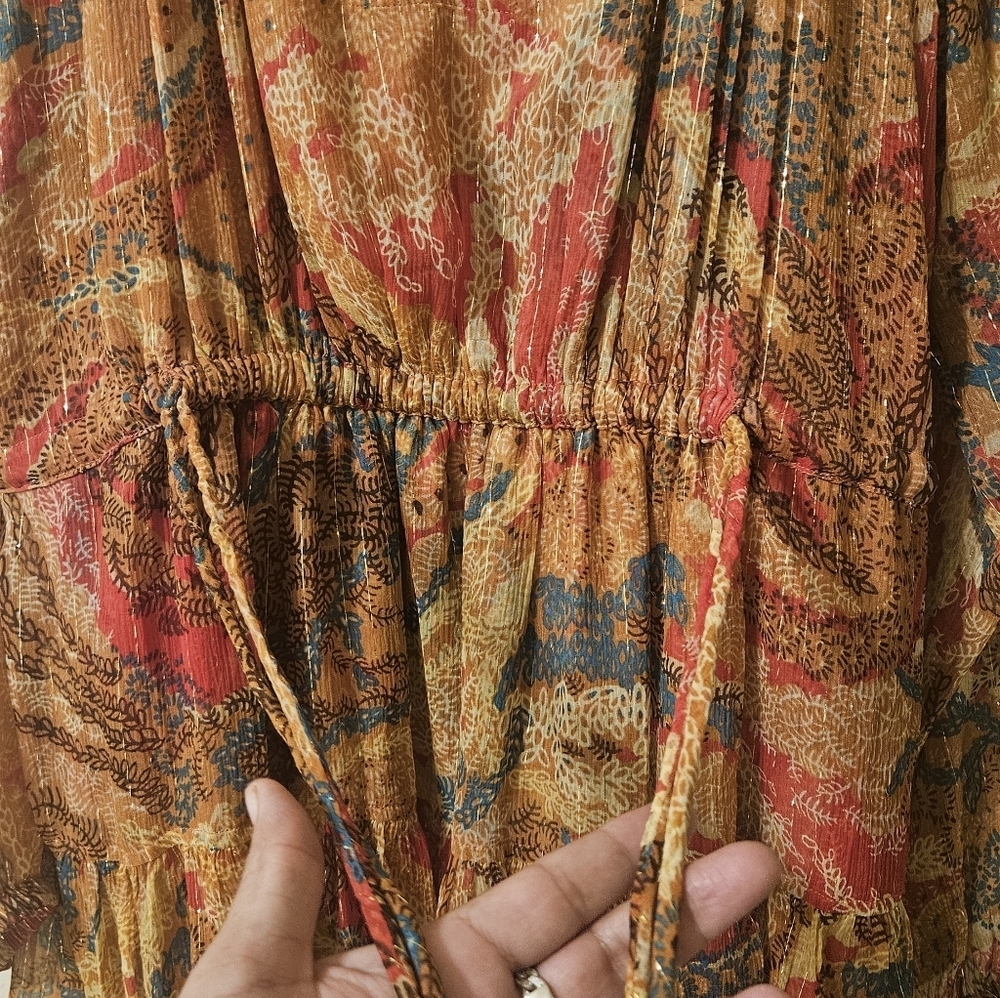 Chic Bohemian Mini Dress in Red and Orange - Picture 5 of 8